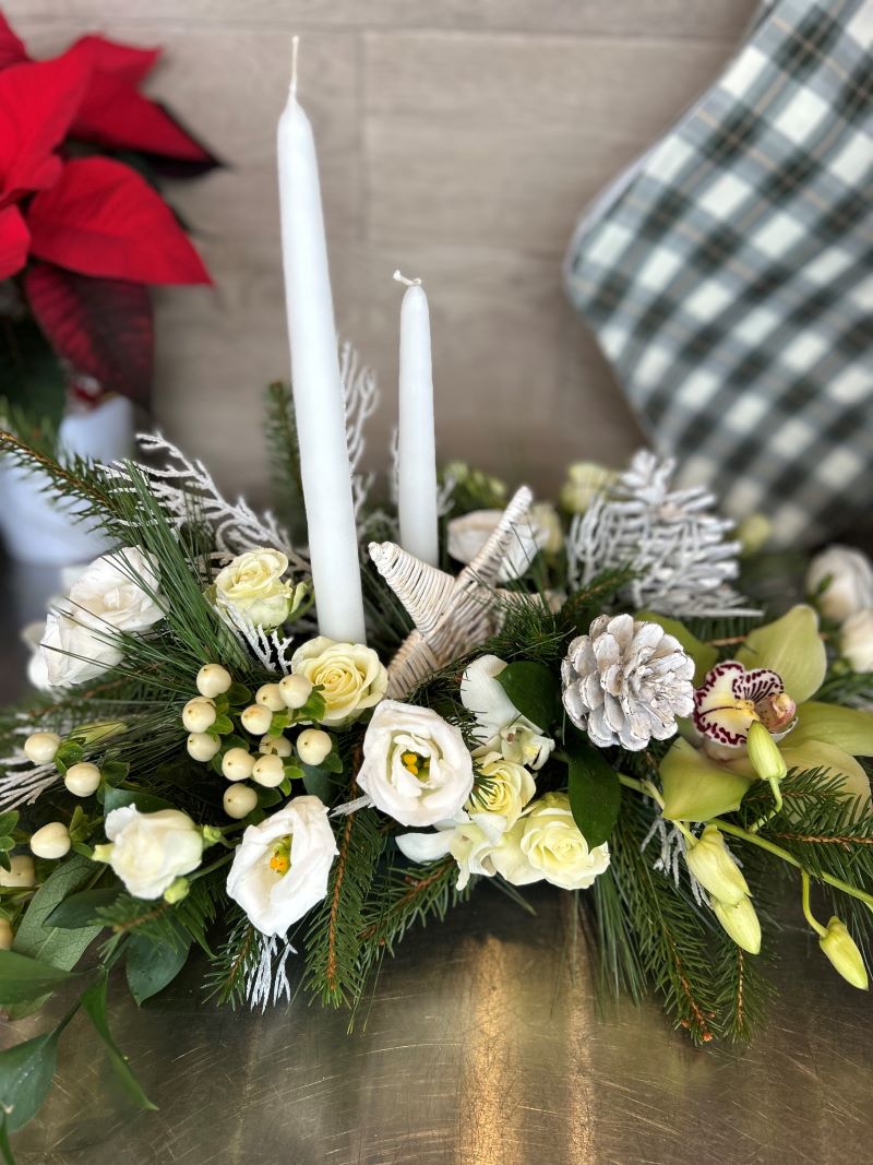 Centre de table Noël blanc