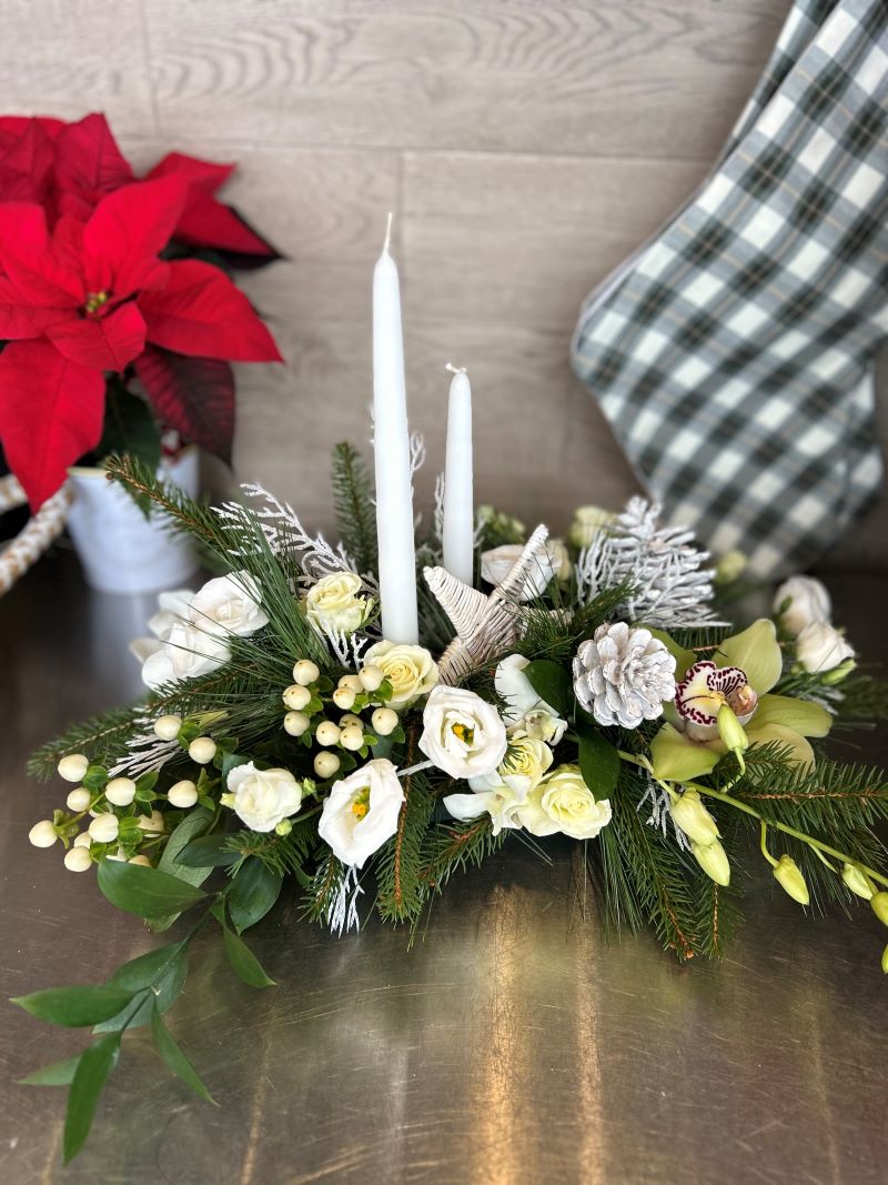 Centre de table Noël blanc