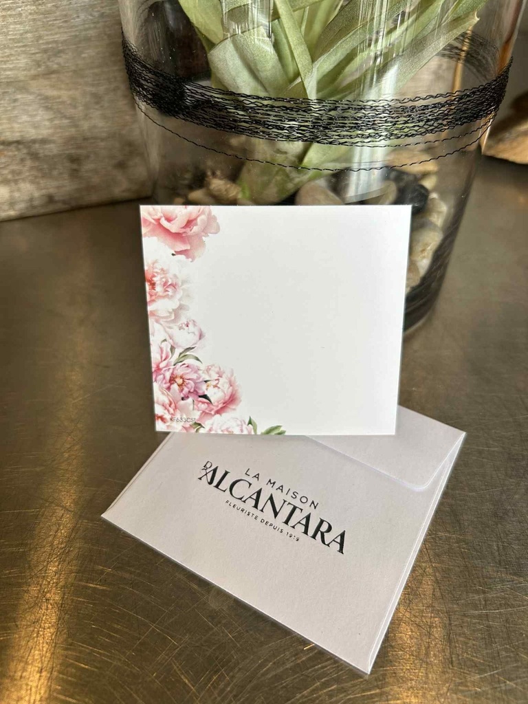 Carte de fleuriste avec petit mot