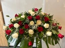 Coussin rose rouge et blanche