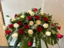 Coussin rose rouge et blanche